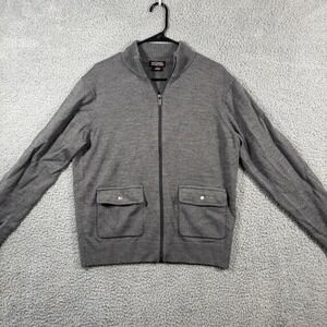 Michael Michael Kors Mens Gray‎ Wool Blend Full Zip Mock Neck Sweater Large